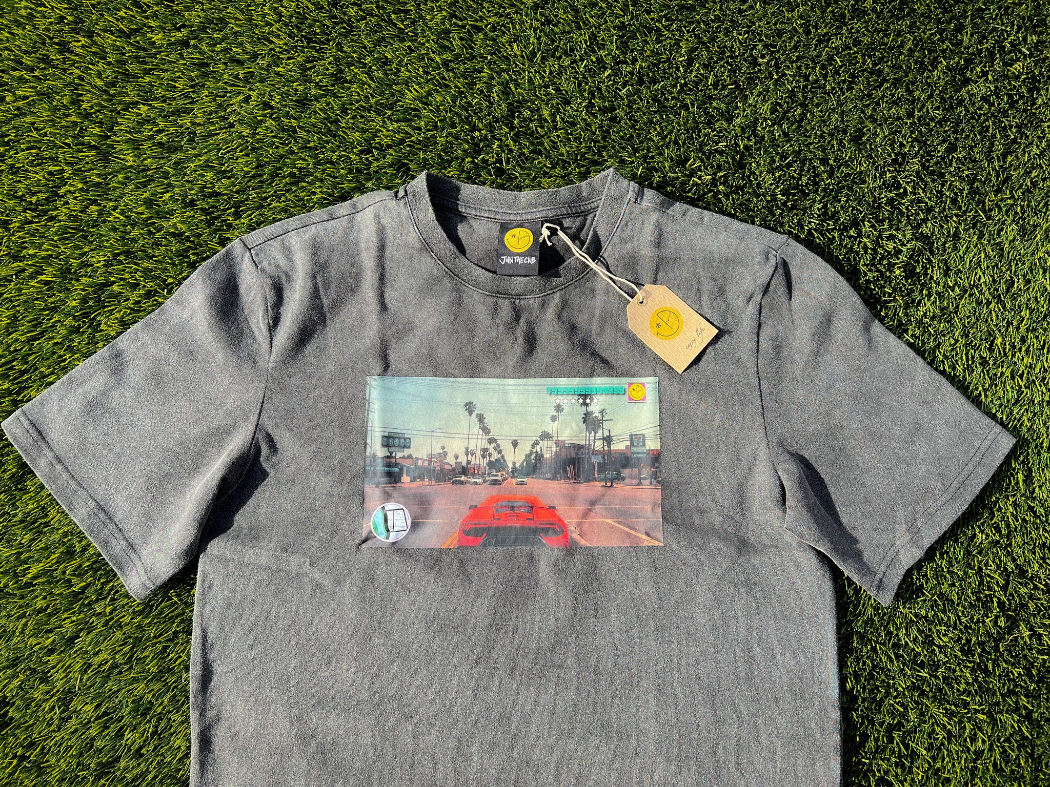 Tシャツ・カットソー WOOALONG Sand washing graphic Tshirts LIGHT GREY WL242JST03 Sand washing graphic T-Shirts - LIGHT GREY - WOOALONG | 60